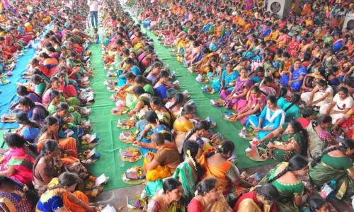 Mass Kunkuma puja at Bhadradri temple