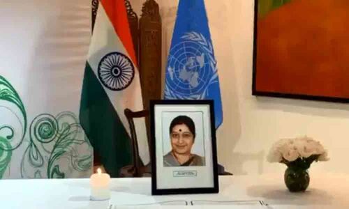 UN diplomats of 50 countries pay tribute to Sushma Swaraj