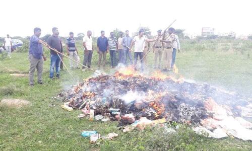 Seized tobacco, gutka worth 75L set afire