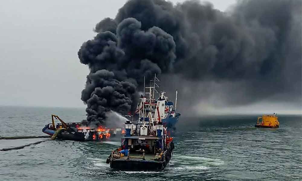 Massive fire on Coast Guard vessel