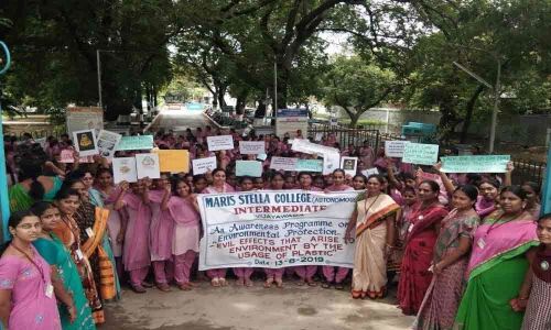Awareness drive on plastic held at Maris Stella College