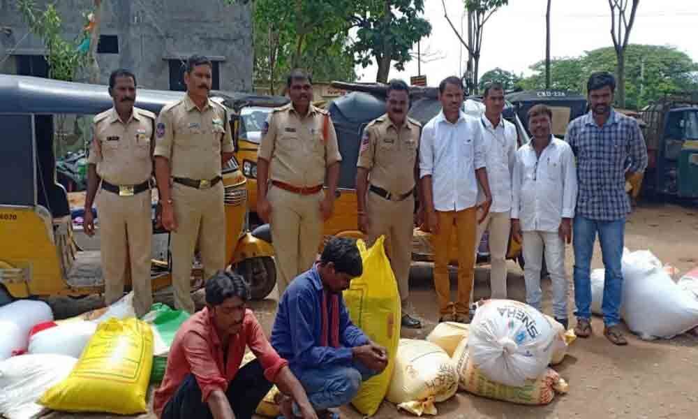 Police seized eight quintals of PDS rice in Mancherial