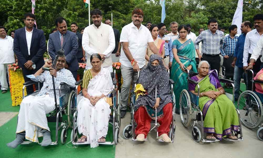 GHMC gives away wheel chairs to needy