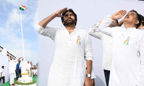 Pawan Kalyan hoisted national flag at JSP office
