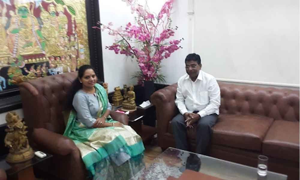 TRS floor leader in LS Nama Nageswara Rao calls on Kavitha