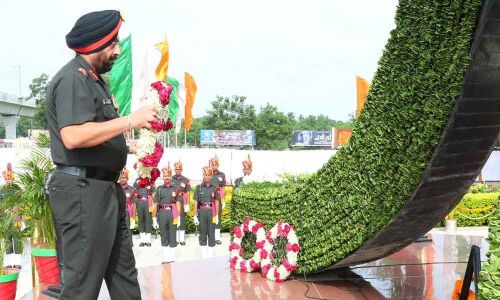 Officers pay homage to martyrs, lay wreath at Veerula Sainik Smarak