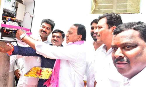 Minister inaugurates LED street lights in Nirmal