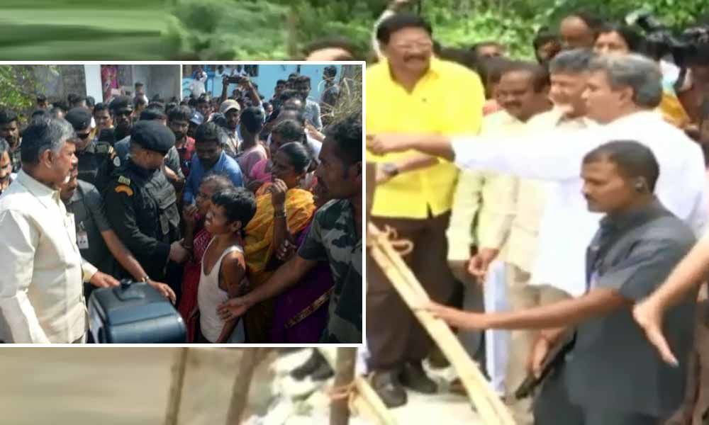 Chandrababu visits flood-hit areas in Vijayawada