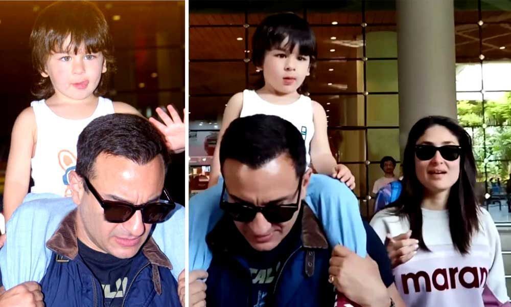 Prince Taimur Ali Khan is Back in Mumbai with Saifeena Greets Media with Hi