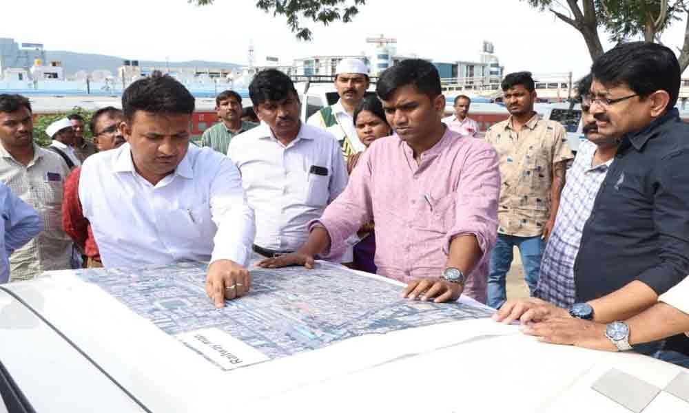 Collector inspects railway station development works in Tirupati