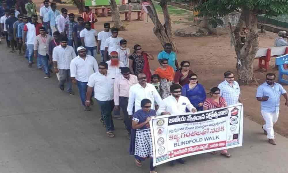 Kavali IRC organises blindfold walk in Nellore