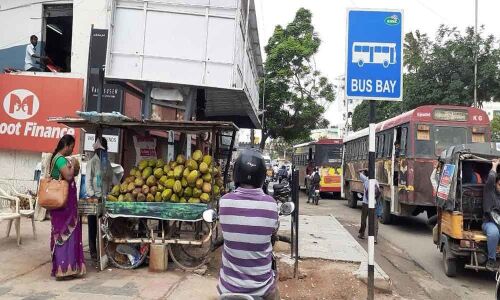 Vendors occupy bus stop space
