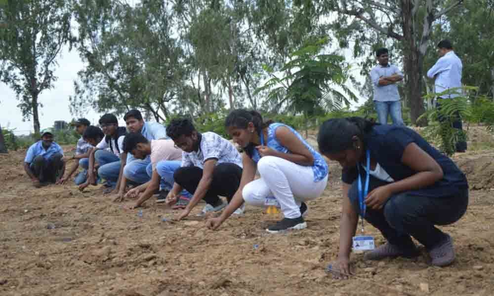 Hyderabad GITAM students take up a farming activity