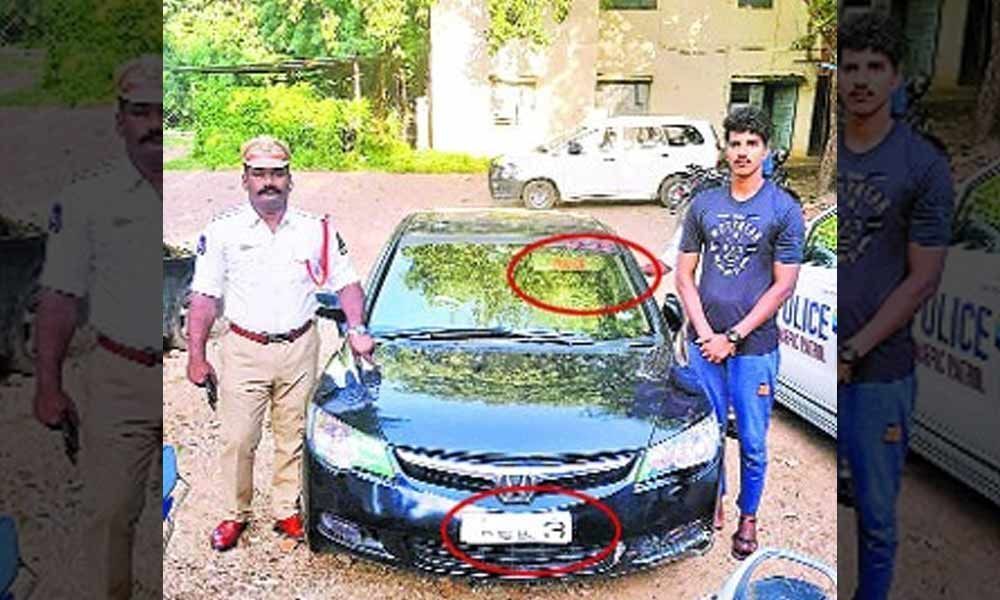 Hyderabad: Man held for moving around with police sticker and fake number plate