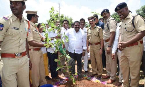 Warangal Cops take part in Haritha Haram