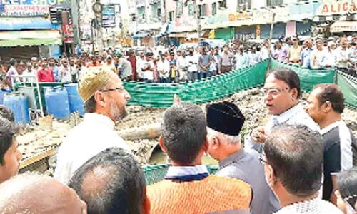 Dabeerpura nala works come to a standstill