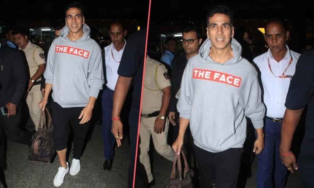 Akshay Kumar rocks the airport Face in hoodie and joggers as returns back from a short London vacation