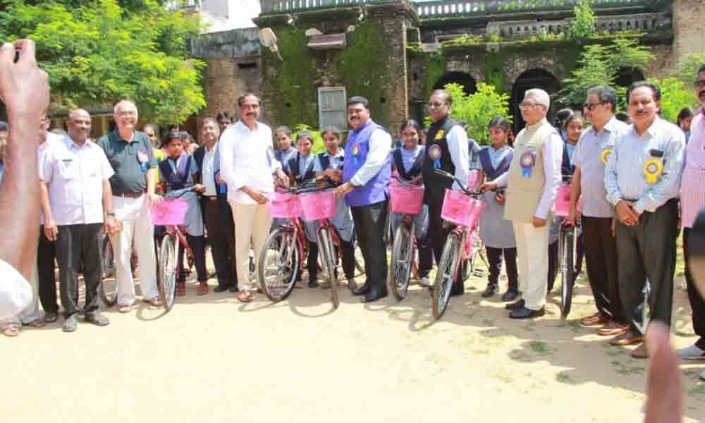 60 bicycles distributed to girl students in Jagtial