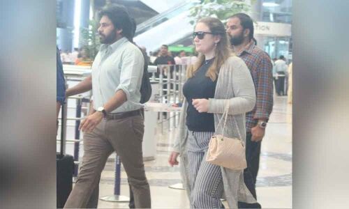 Pawan Kalyan spotted with wife  Anna Lezhneva at the airport where is Jana Sena chief Traveling?