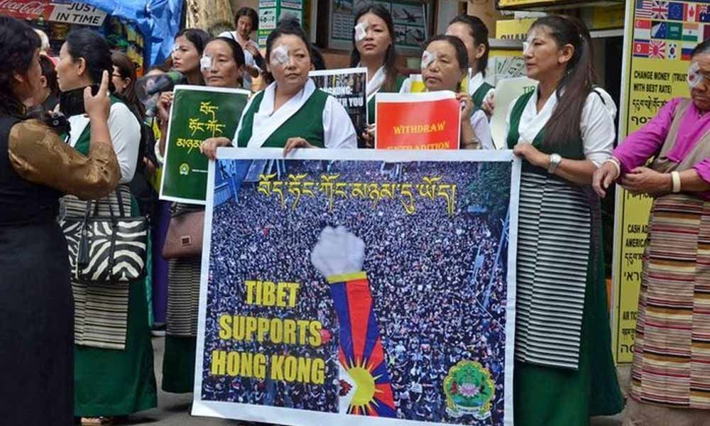 Tibetans hold protest in Dharamshala in solidarity with Hong Kong