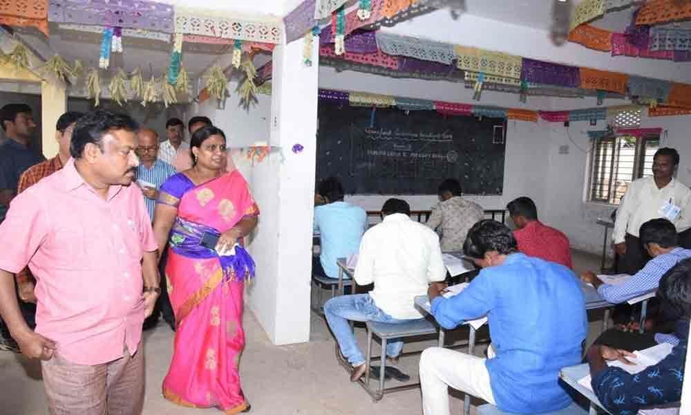 Collector Pola Bhaskara inspects exam centres in Ongole