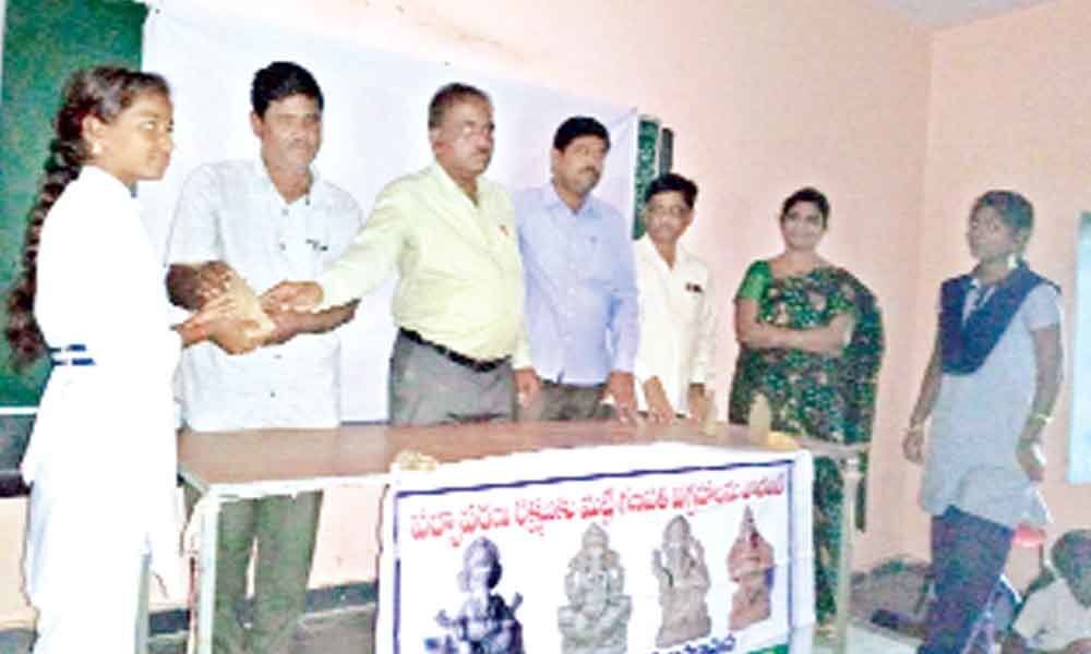 ZP school teachers, students on mission to promote clay Ganesh idols