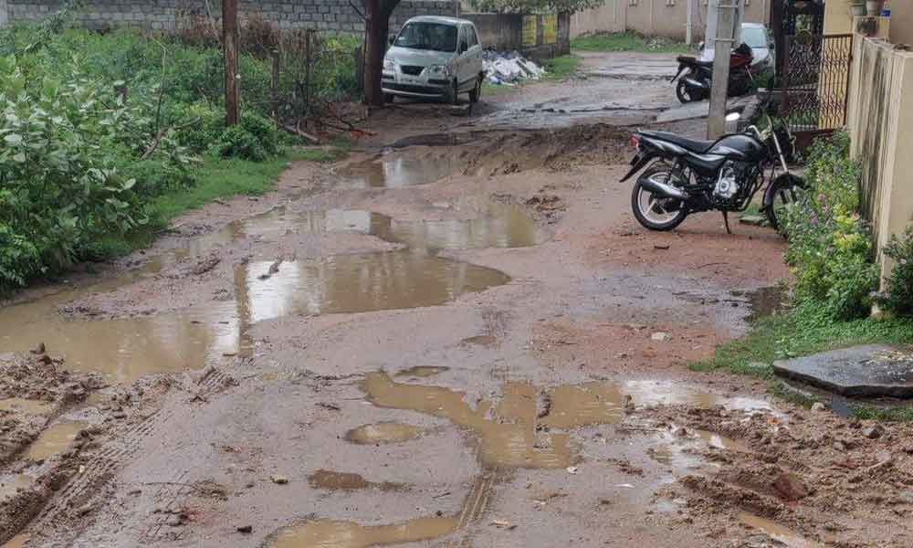 Internal road lies in bad condition