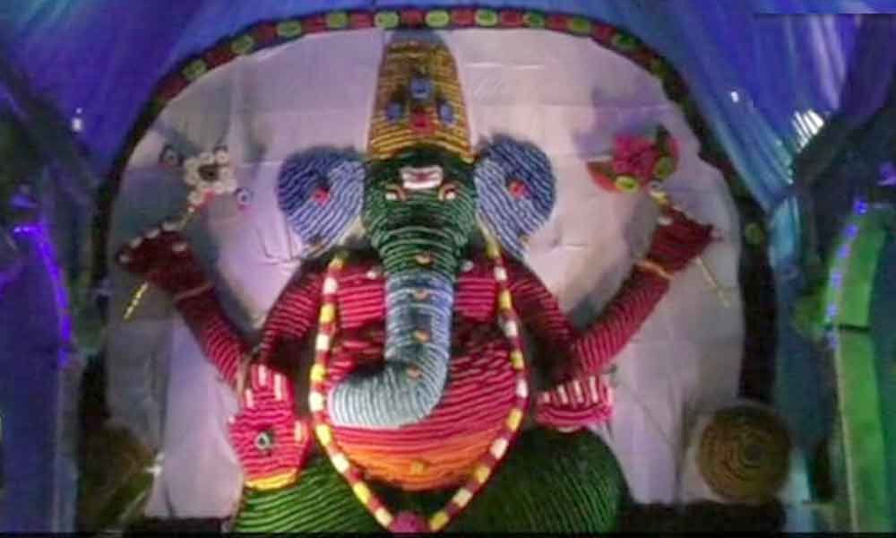 Ganesh idol made with 2 lakh bangles in Chittoor