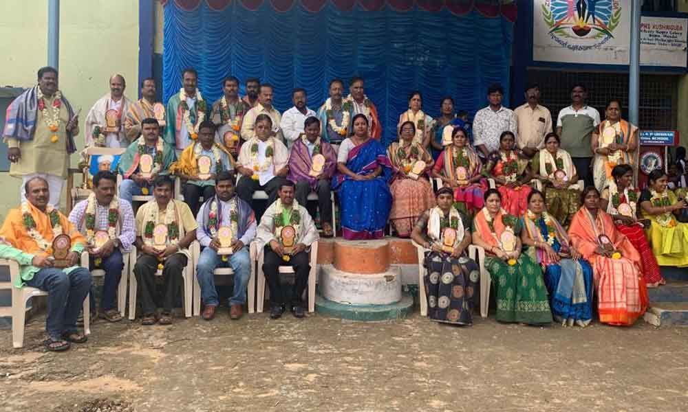 Corporator Pavani Reddy felicitates ZP school teachers