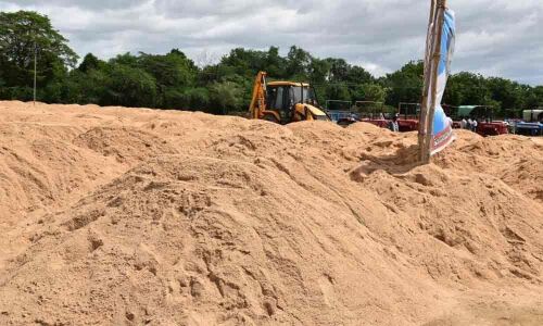 Stockyards ready for distribution of sand in Nellore