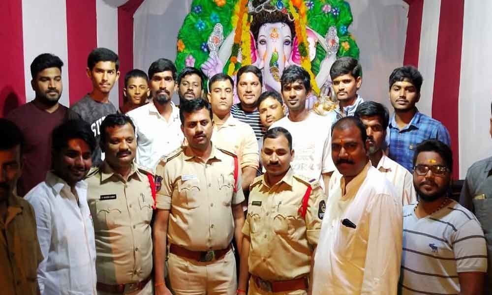 Cops take part in Ganesh pooja