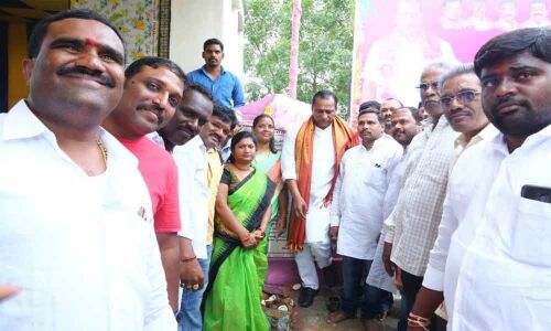 Minister CH Malla Reddy lays stone for CC road work