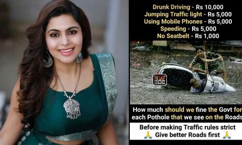 Kannada Actress asks government to fix roads before imposing fines
