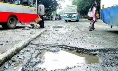 Deplorable roads in Hyderabad