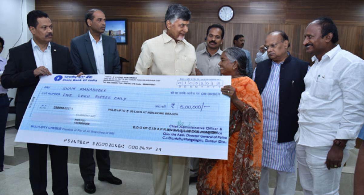 Chandrababu Naidu distributes cheques to AgriGold victims