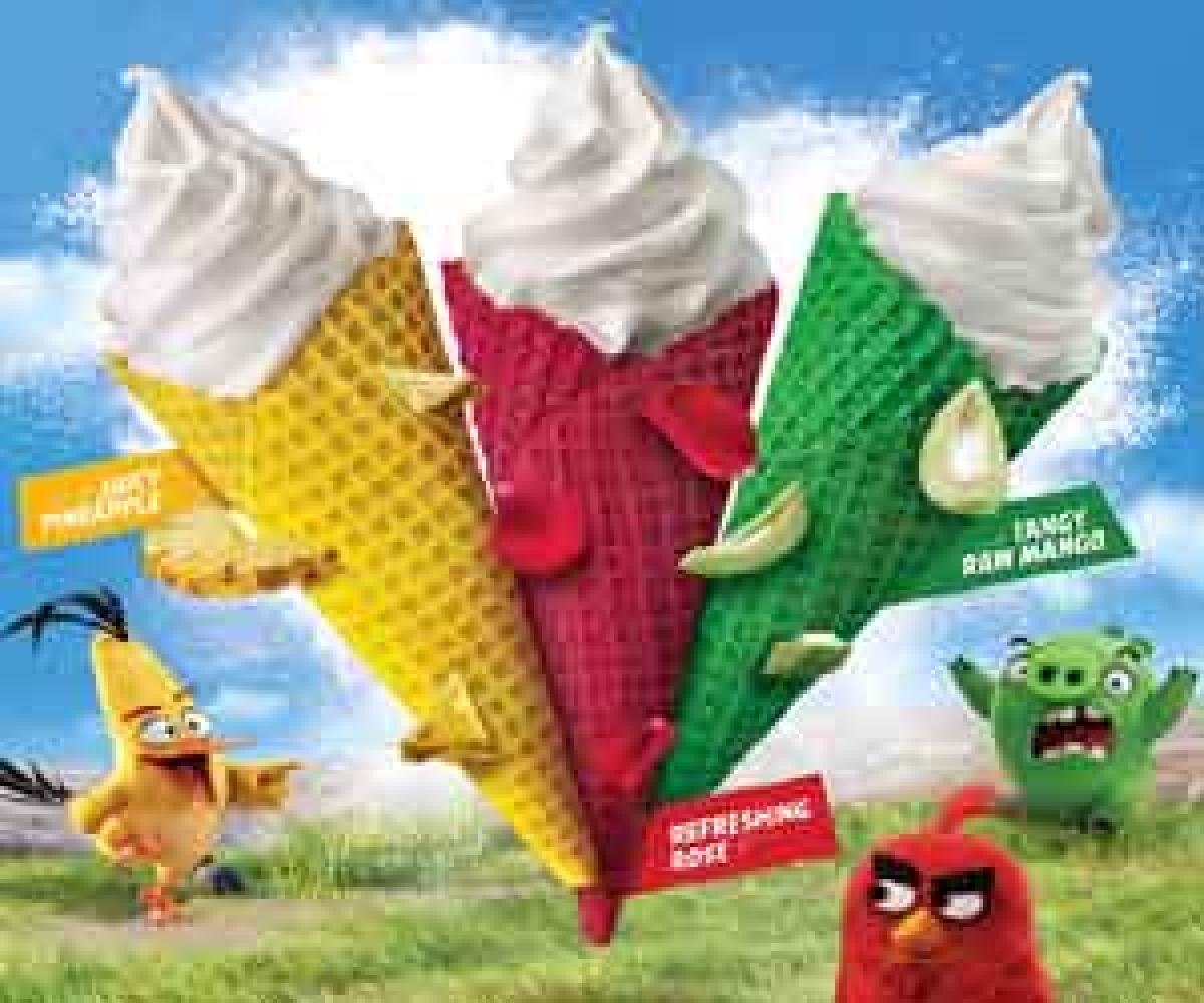 Colourful Angrybird waffle cones