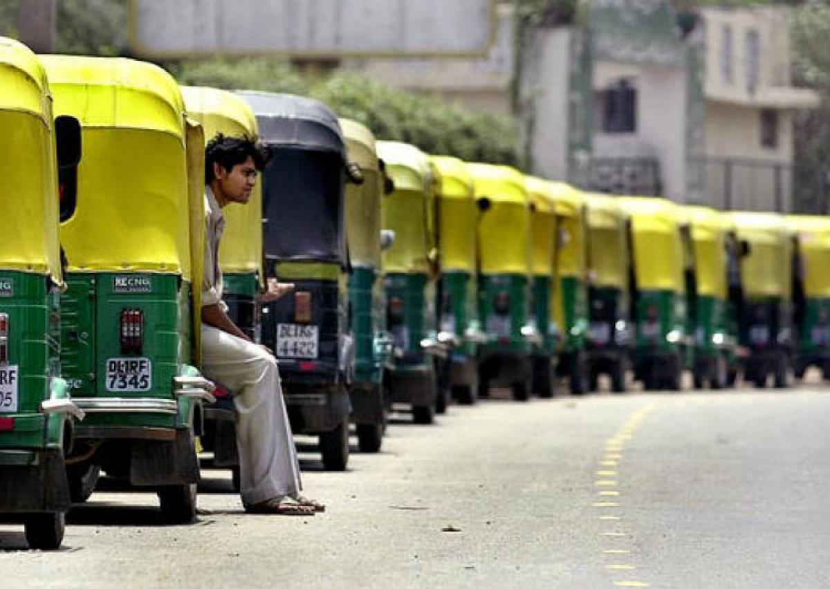 Auto drivers in Delhi protest app based taxis