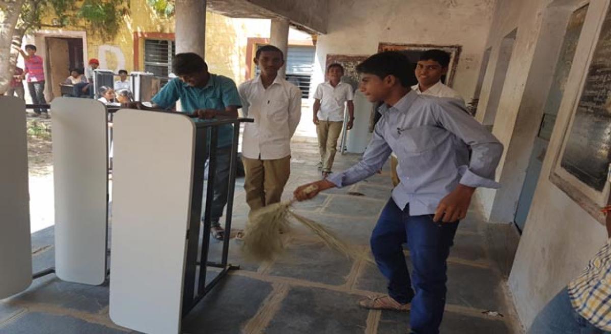 Students take to brooms