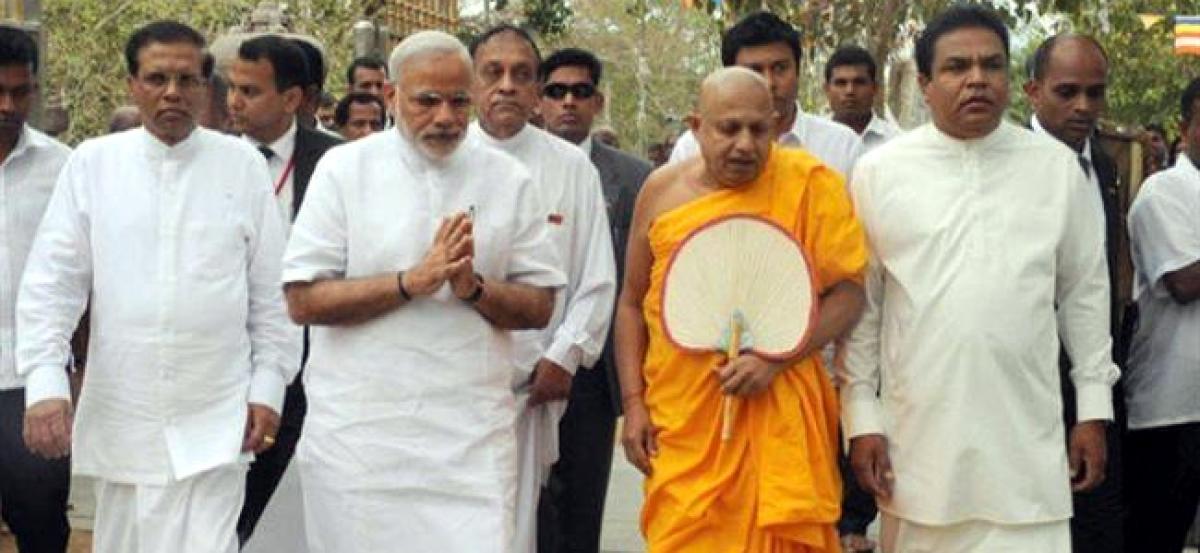 Modi visits Temple of Tooth in Sri Lanka