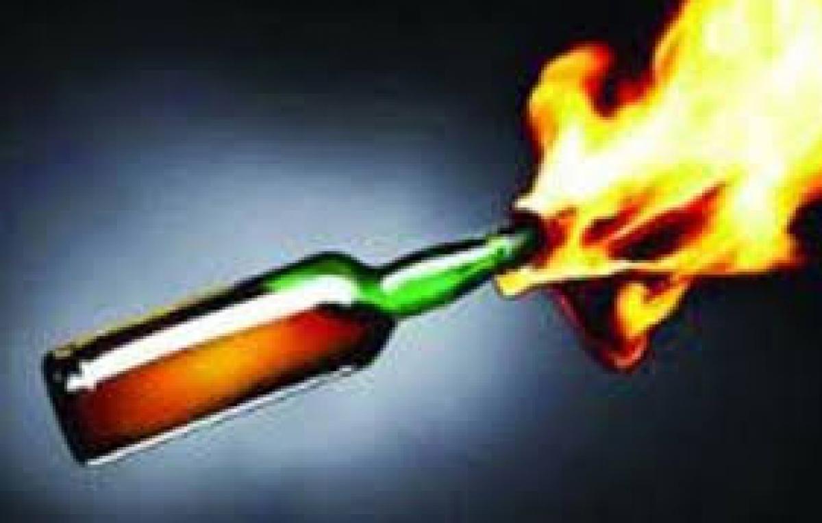 Petrol bomb attack on BJP leaders house