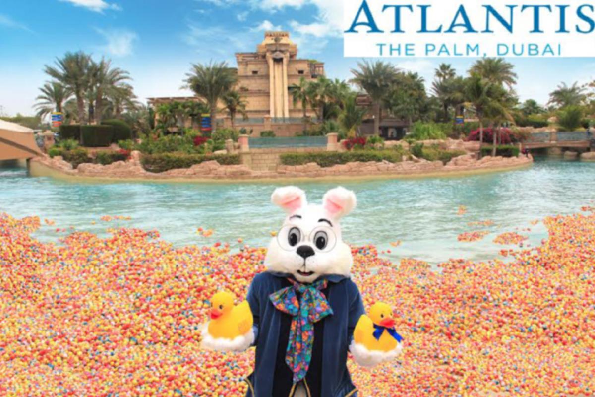 Aquaventure Waterpark & Dubai 92 host a record breaking 50,000 piece Egg Hunt in the River Rapids