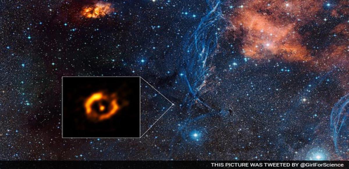 Sharpest view ever of dusty disc around ageing star recorded