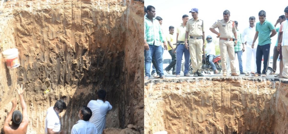 Pembarthi villagers dig up highway in search of Shiva Lingam