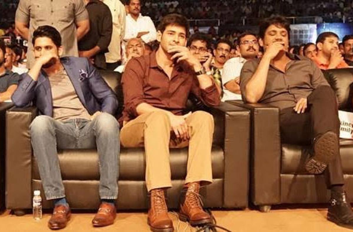 Mahesh, Nag and Chai display similar body language at Akhil audio launch