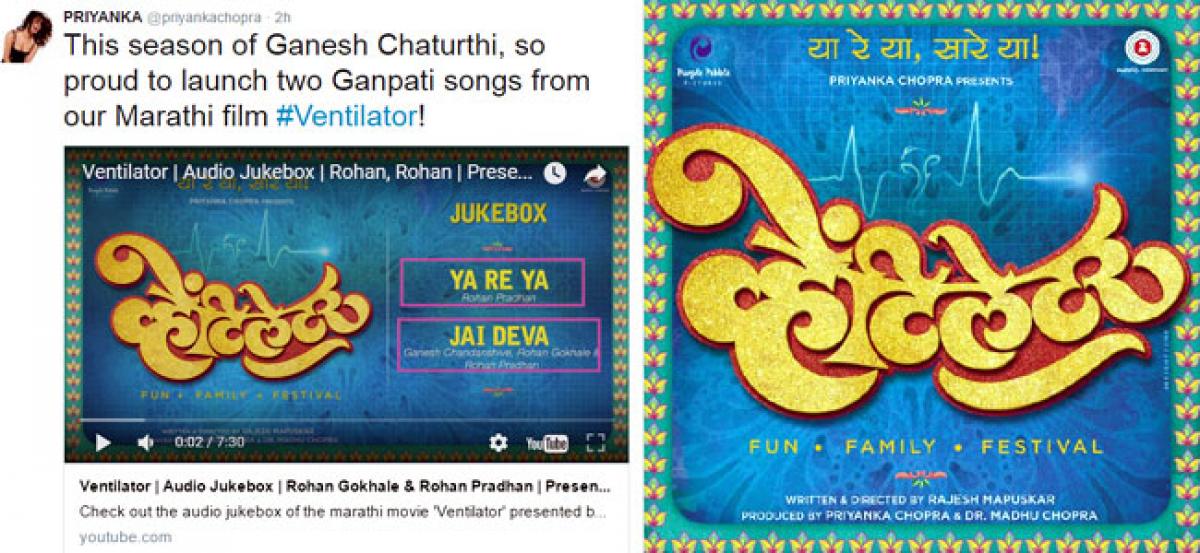 Priyanka Chopra launches Ganpati song from Ventilator on Twitter!