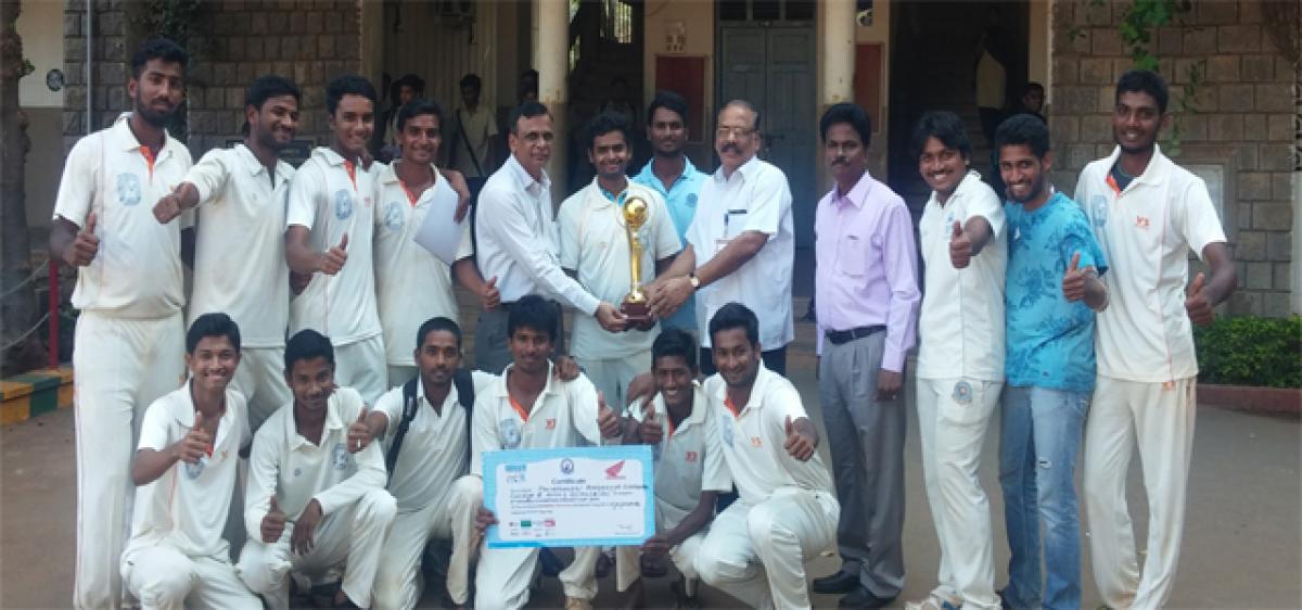 PB Siddhartha College lifts KU cricket trophy