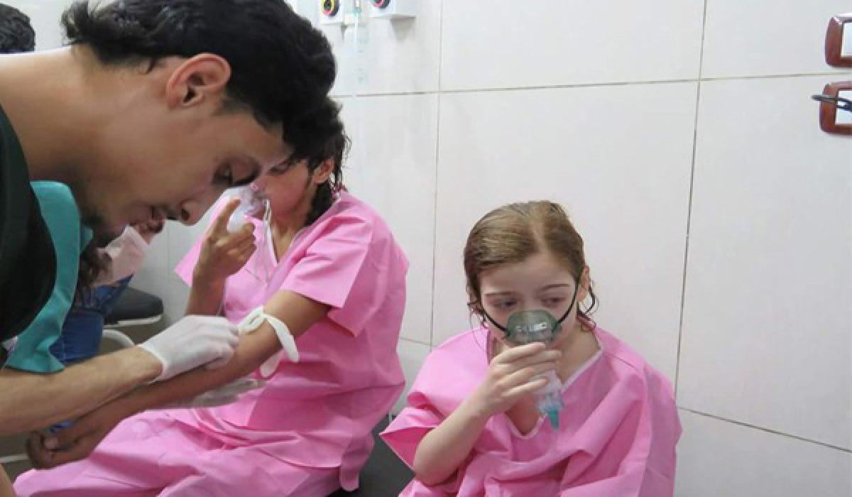 Government Helicopters dropped chlorine gas bombs on rebel-held areas in Aleppo 