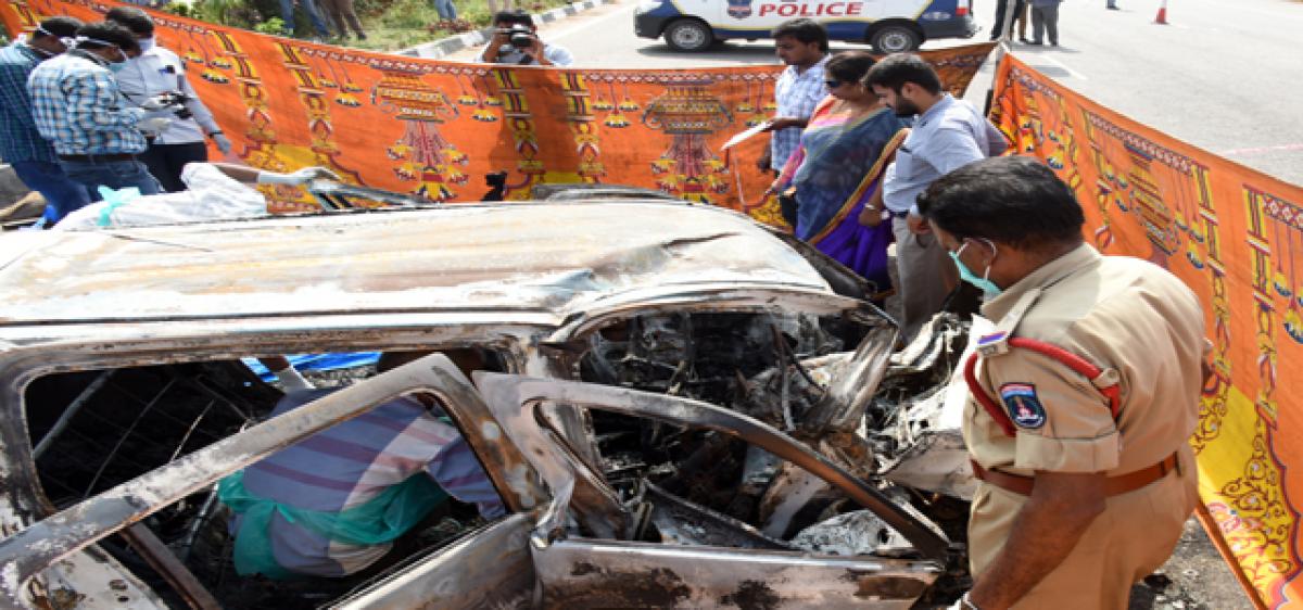 Four persons charred to death in ORR car accident