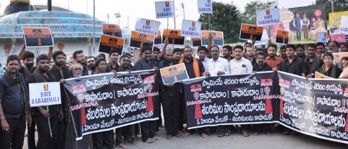 Ayyappa devotees stage protest