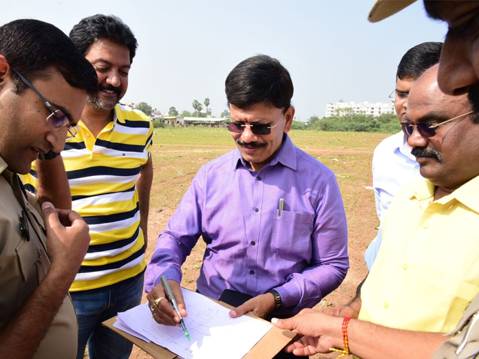 Collector B Lakshmikantham inspects CM naidu meeting venue at Kesarapalli